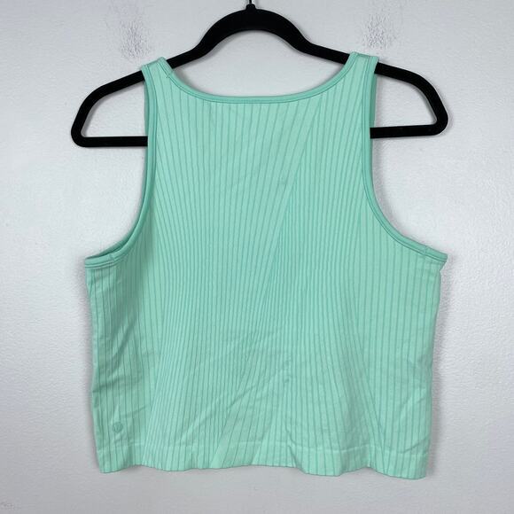 Lululemon Ebb to Street Cropped Tank Top Rib Map Wild Mint Ice Green Size 14 - Picture 6 of 9